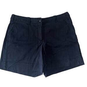 Talbots Petites Stretch Women Shorts Navy Blue Size 12 Flat Front